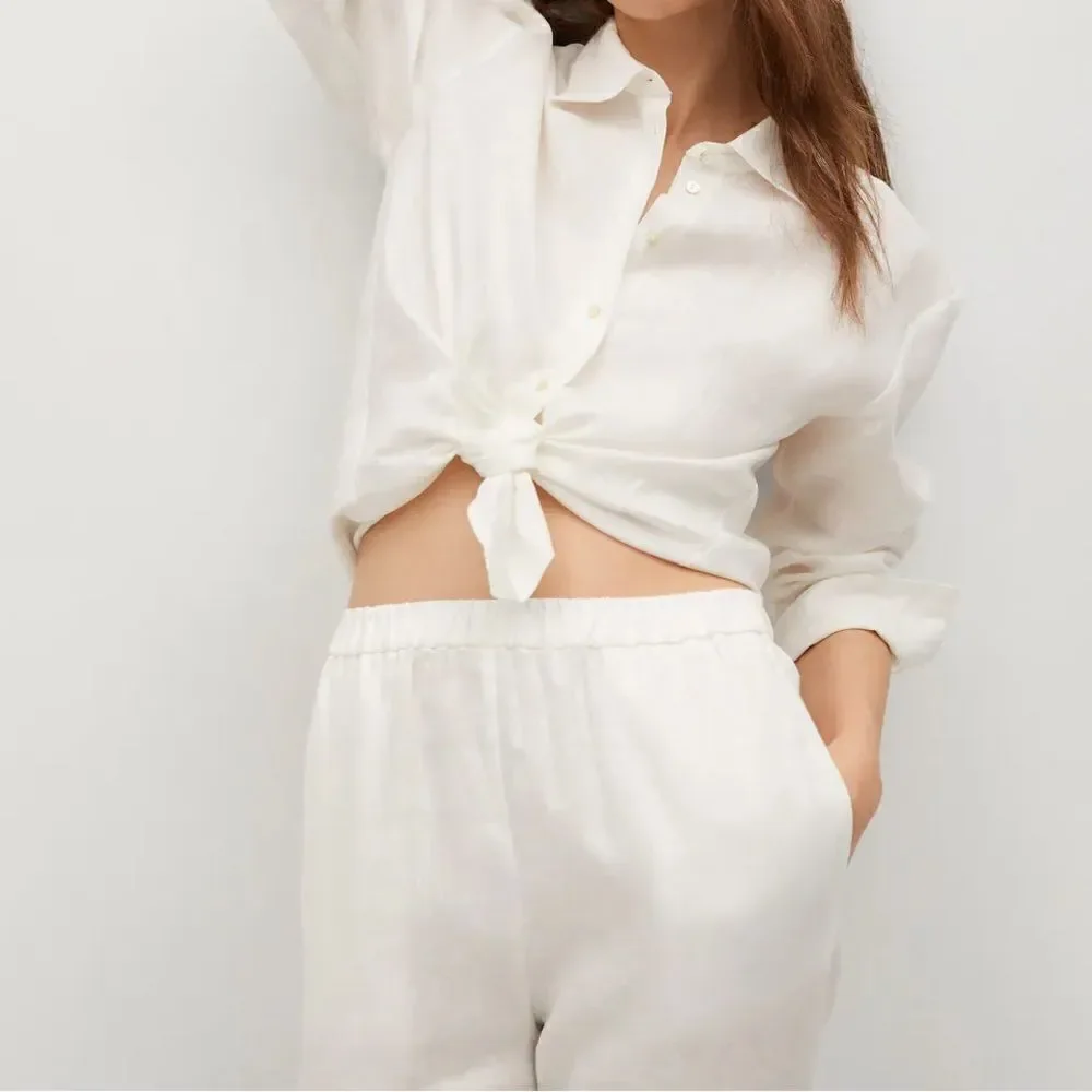 Mango 100% Linen Pants New